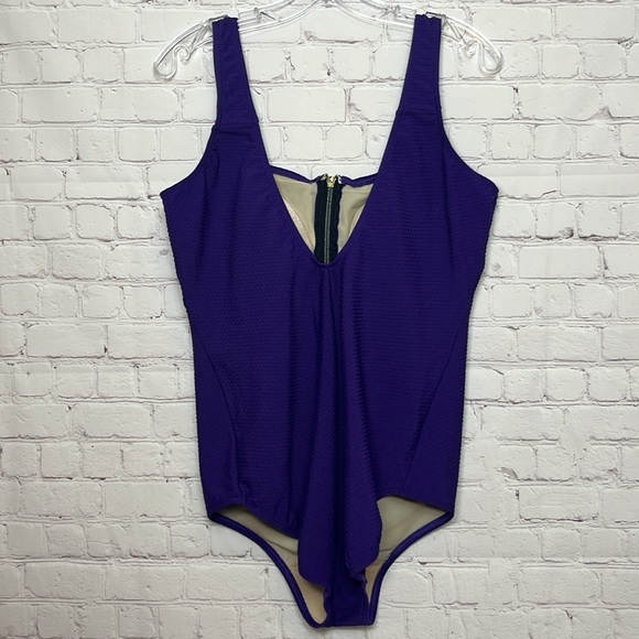 Vintage Christina One Piece Purple Textured Swimsuit - Picture 6 of 10